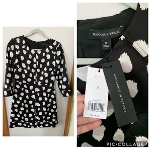 Banana republic black and white polka dot dress